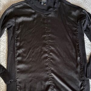 Donna Karan black satin front Knit back Sweater